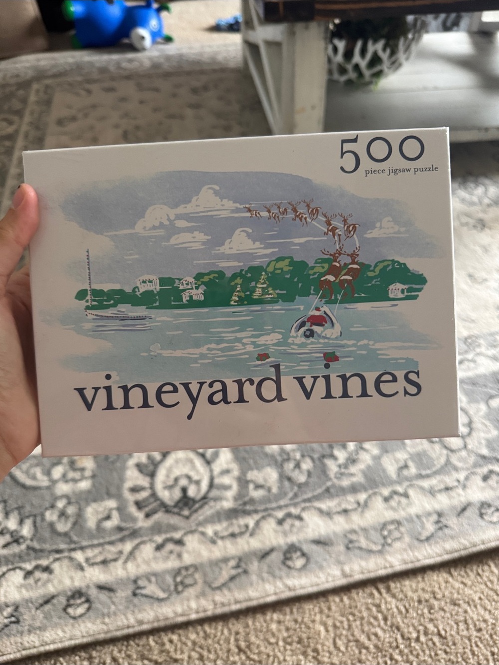 Vineyard Vines Coastal Puzzle Box in Blue, Green and Cream